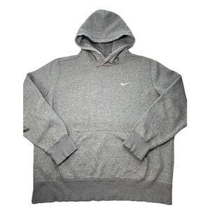 Nike Solo Swoosh Hoodie Pullover Fleece Sweatshirt Gray Size Mens XL Heavyweight